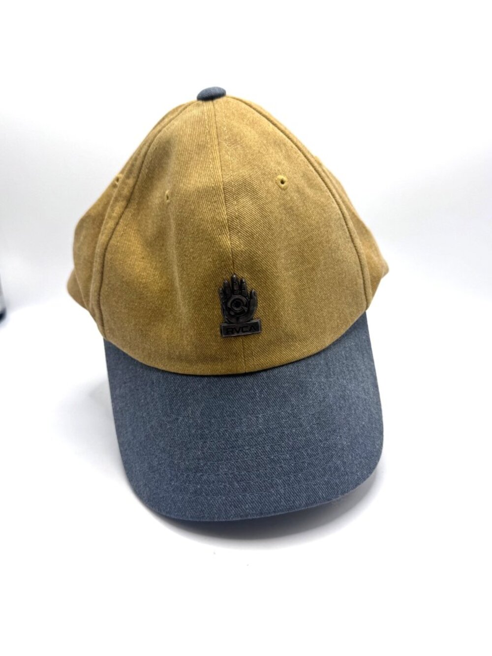 RVCA Mid Fit Adjustable Baseball Cap Two-Tone Mustard Blue 100% Cotton Casual St